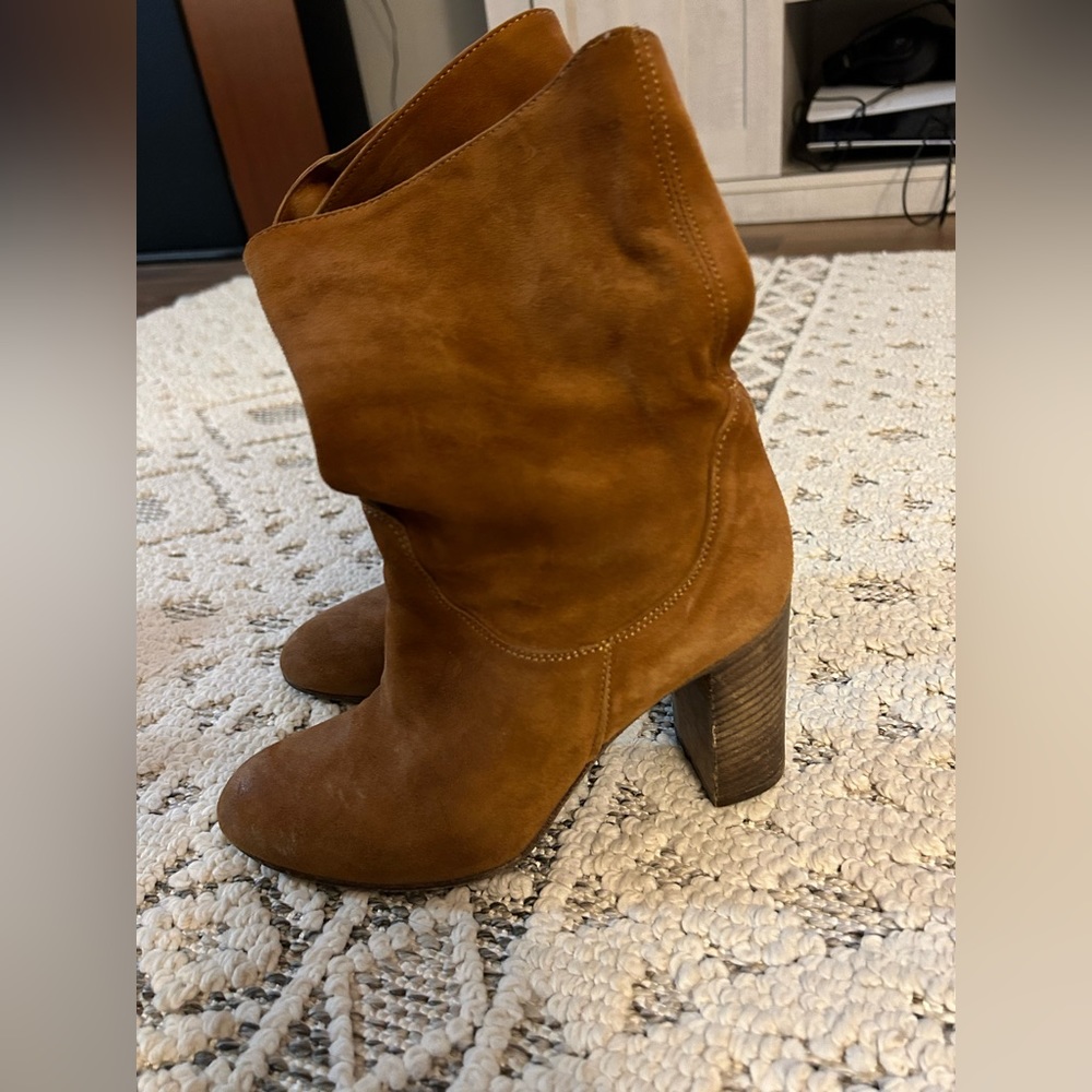 Free People Tan Suede Booties